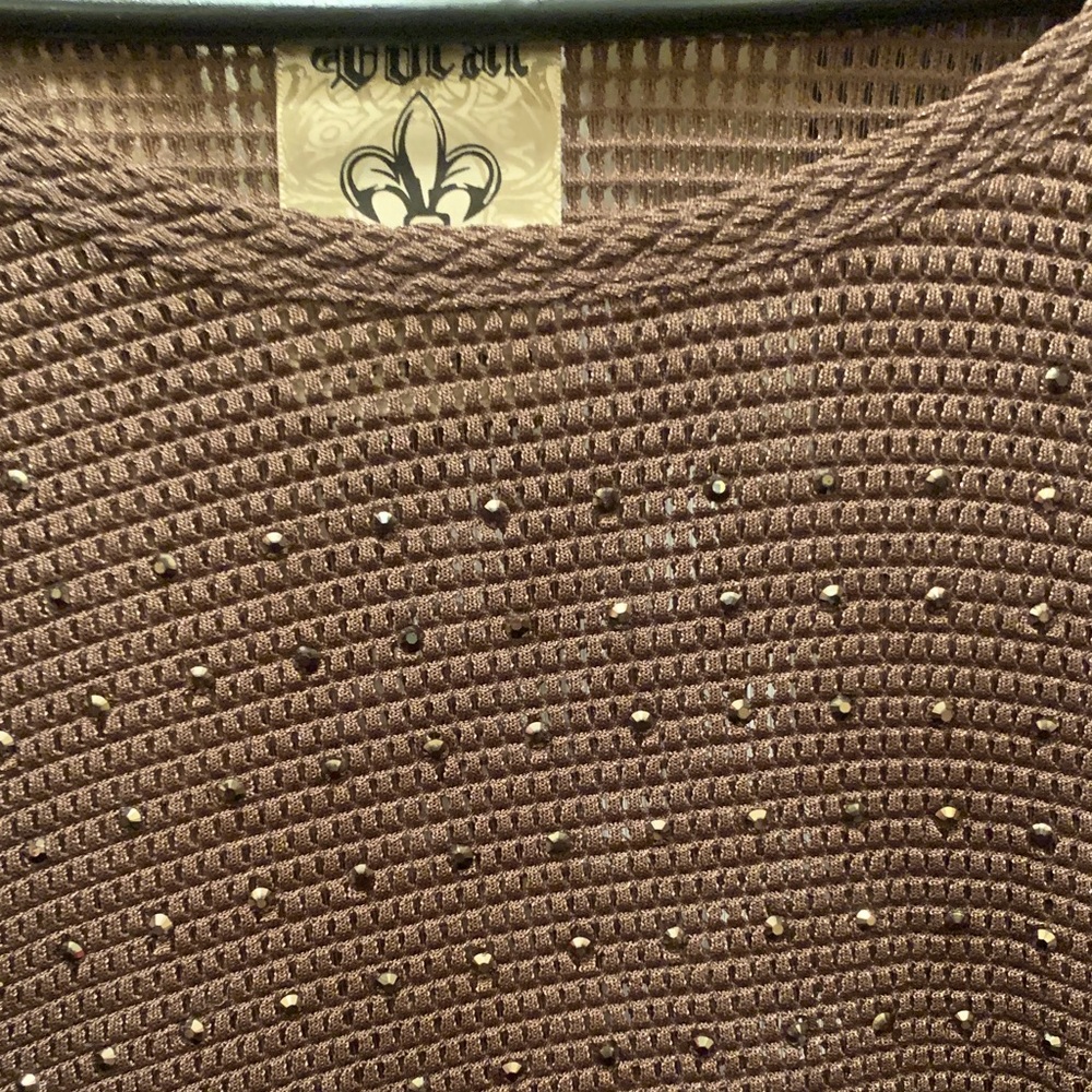 Brown Knit Sweater with Studs